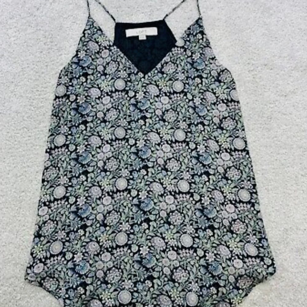 LOFT Women's Multicolor Floral Sleeveless Blouse XS spaghetti straps sweet cami